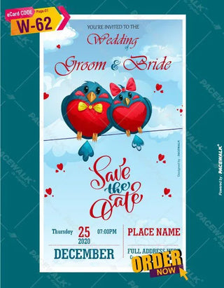 Wedding invitation ecard Birds Theme 