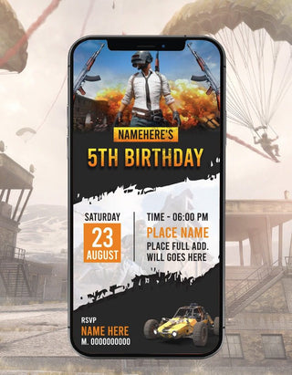 Pubg Theme Birthday Party Invitation Card | IM-2607