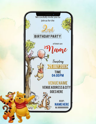 Winnie The Pooh Birthday Invitation Card | IM-2523