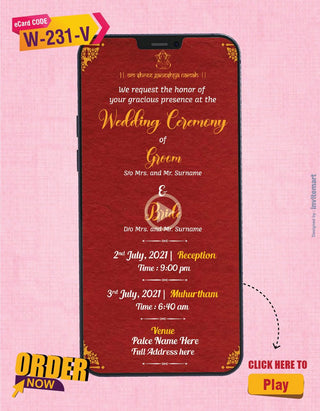 South Indian Wedding Invitation Video | W-231-V