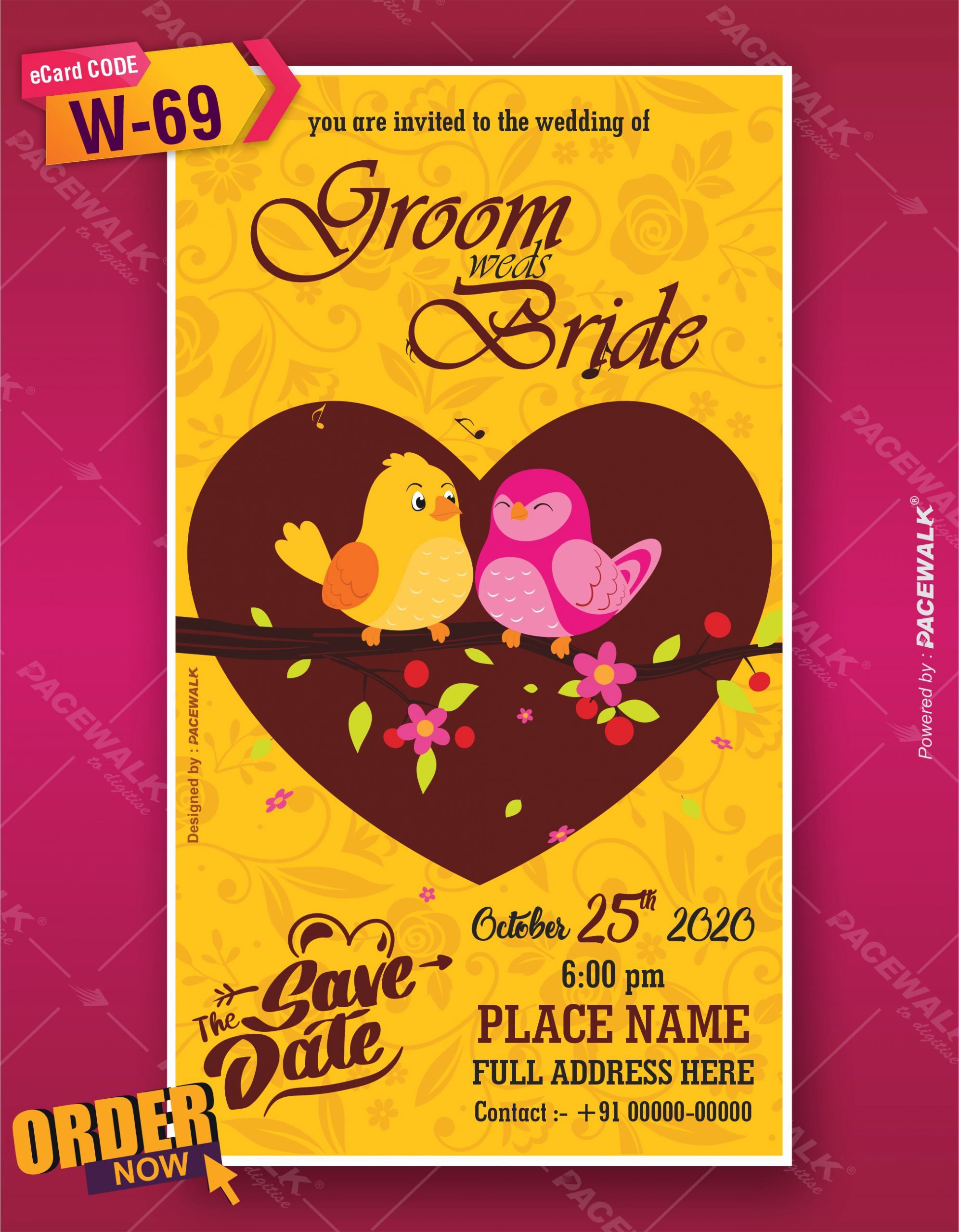 Best Love Bird Wedding Invitation card