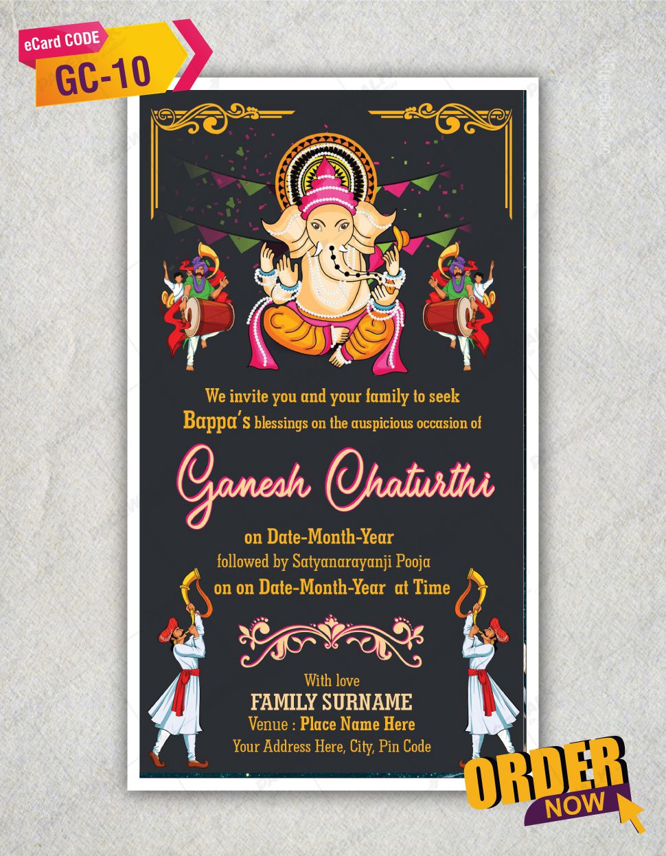 Ganpati and Satyanarayan Pooja Invitation