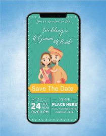 Cartoon Couple Wedding Invitation Card