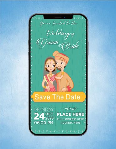 Cartoon Couple Wedding Invitation Card