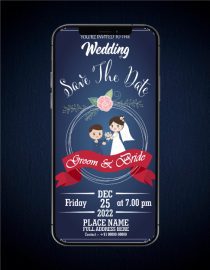 Cute Cartoon Style Wedding Invitation Card