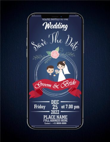 Cute Cartoon Style Wedding Invitation Card