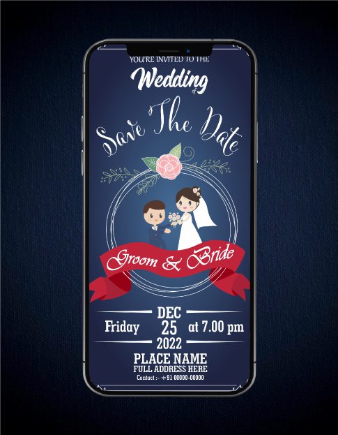 Cute Cartoon Style Wedding Invitation Card
