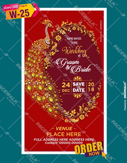 peacock design wedding invitation cards