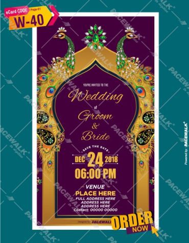 peacock feather wedding invitation card