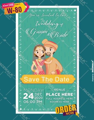 Cartoon Couple Wedding Invitation Card
