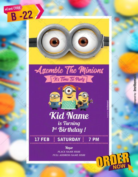 WhatsApp Minion Birthday Invitation Card