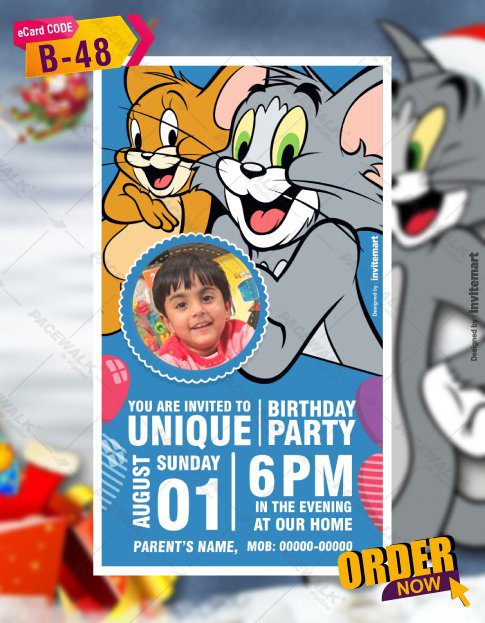 Tom and Jerry Birthday Invitations