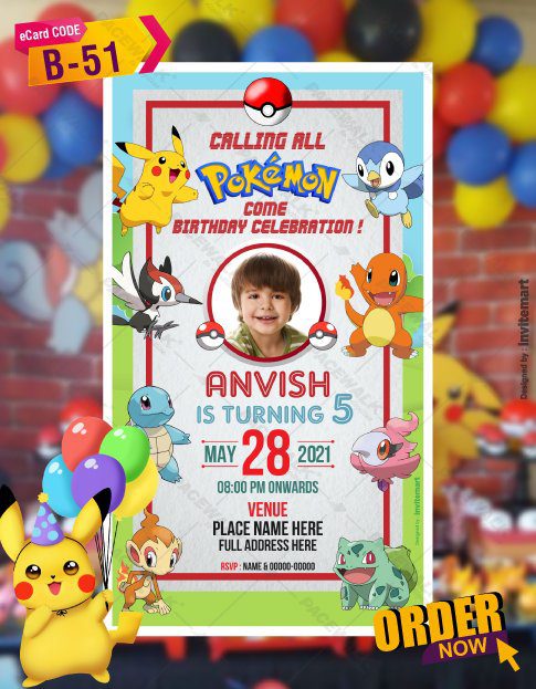 Pokemon Birthday Invitation