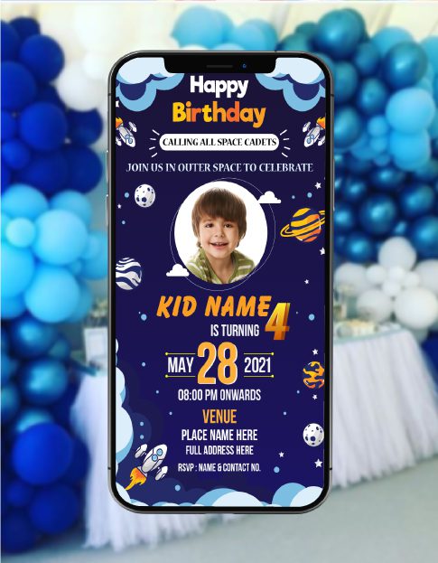 Space Cadet Birthday Invitation Card