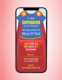 Superhero Baby Shower Invitation Card