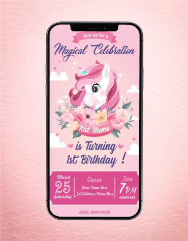 Unicorn Birthday Invitation Card Templates