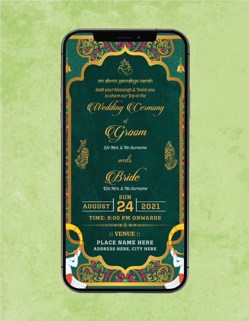 Traditional Hindu Wedding Invite Card
