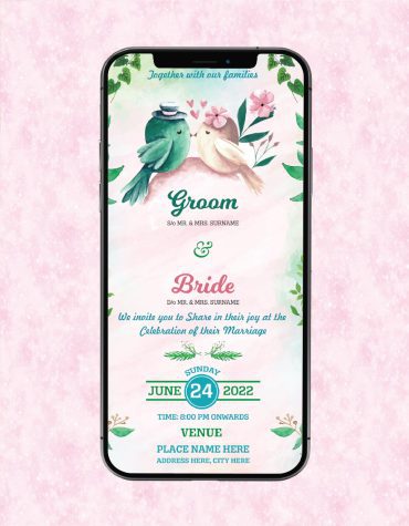 Watercolor Birds Wedding Invitation