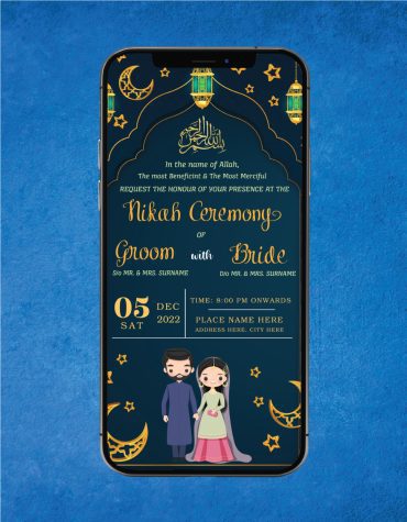 Royal Blue Nikah Invitation