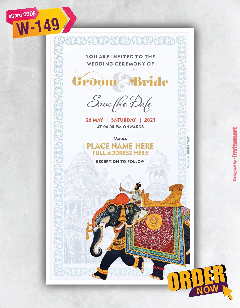 Mughal Elephant Wedding Invitation