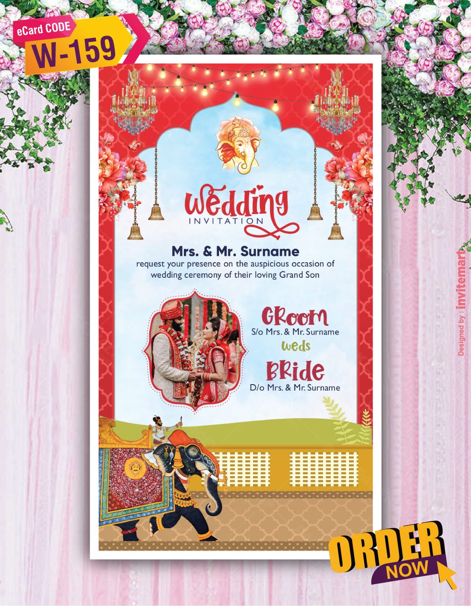 Indian Bridal Mehndi Haldi and Wedding Invitation Card