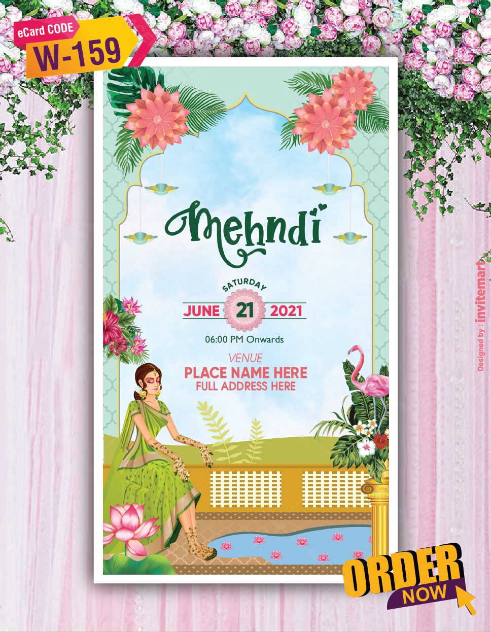 Indian Bridal Mehndi Haldi and Wedding Invitation Card