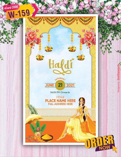 Indian Bridal Mehndi Haldi and Wedding Invitation Card