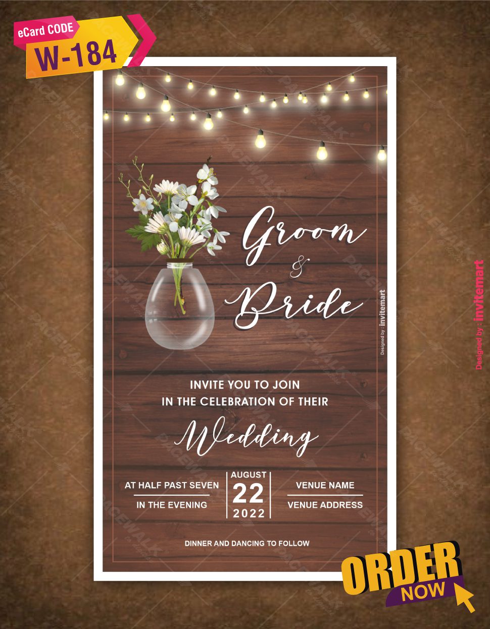 Rustic Mason Jar Wedding Invitation