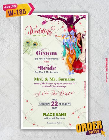 Radhe Krishna Wedding Invitation Card
