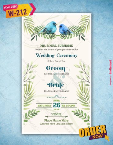 Watercolor Blue Birds Wedding Invitation