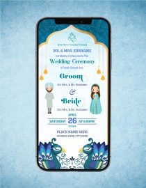 Punjabi Wedding Invitation with Peacock Theme