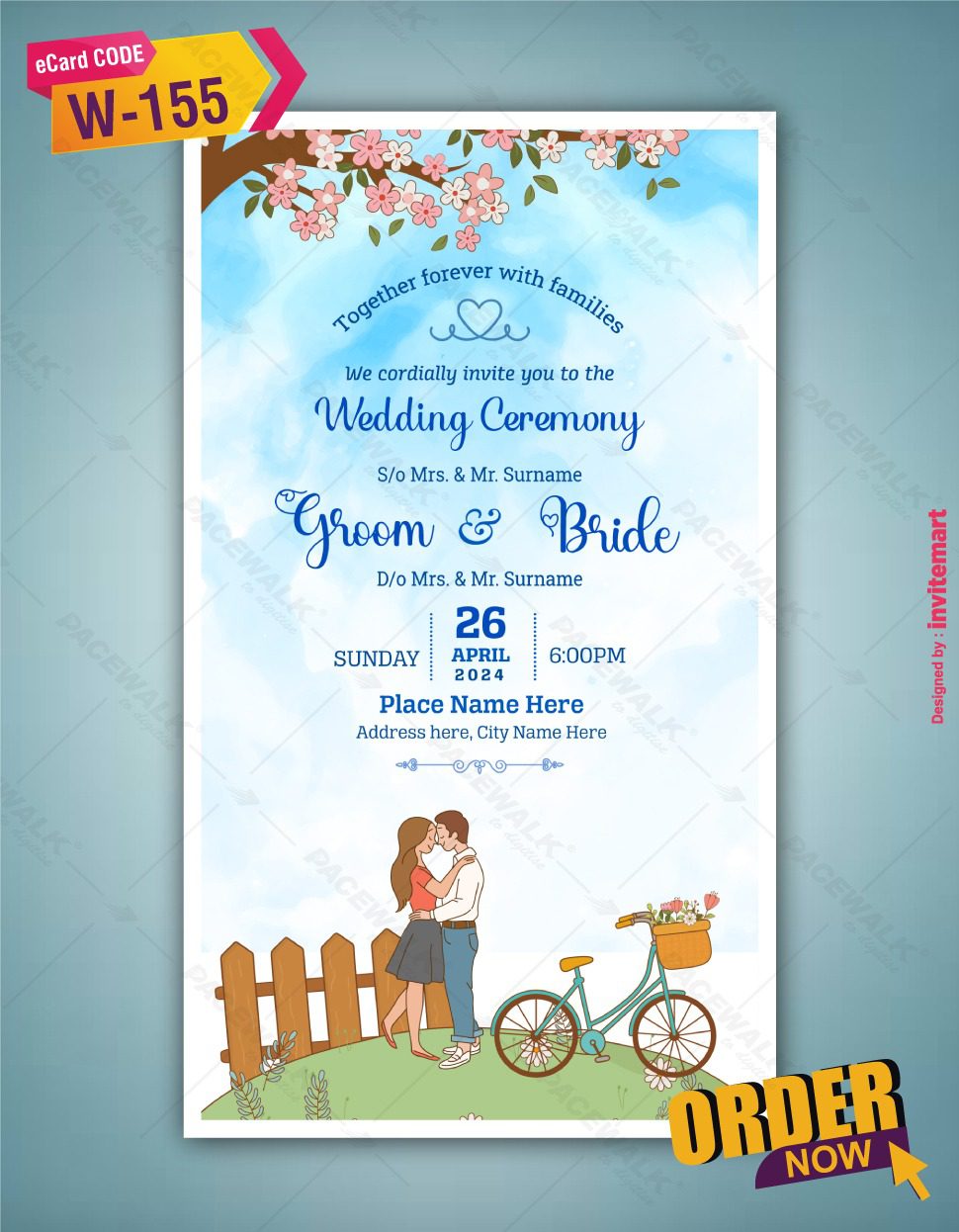 Kissing Couple Wedding Invitation Card