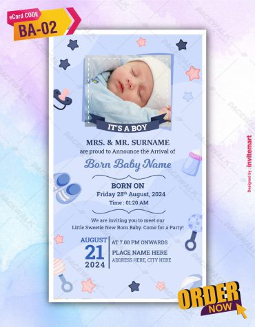 Baby Boy Birth Announcement Invitation