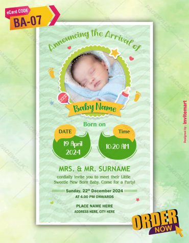Birth Announcement of Baby Boy Invitation