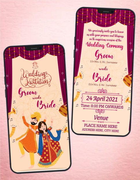 Bhangra Theme Wedding Invitation