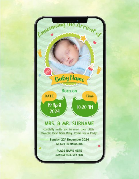 Birth Announcement of Baby Boy Invitation
