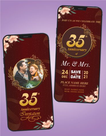 Floral 35th Wedding anniversary Invitation