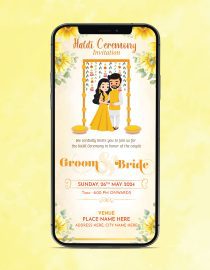 Floral Haldi Ceremony Invitation Card