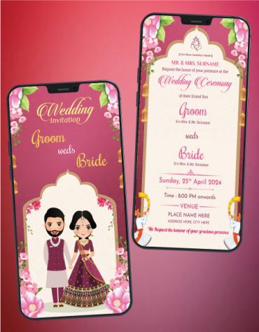 Indian Cartoon Wedding Invitation Card