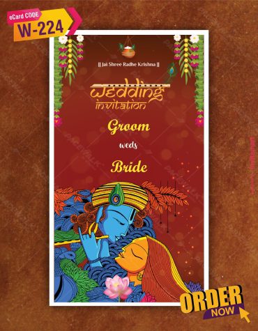 Floral Radha Krishna Wedding Invitation