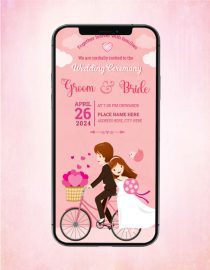 Beautiful Cartoon Couple Wedding Invitation