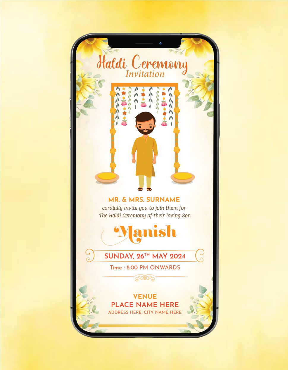 Groom Haldi Ceremony Invitation Templates