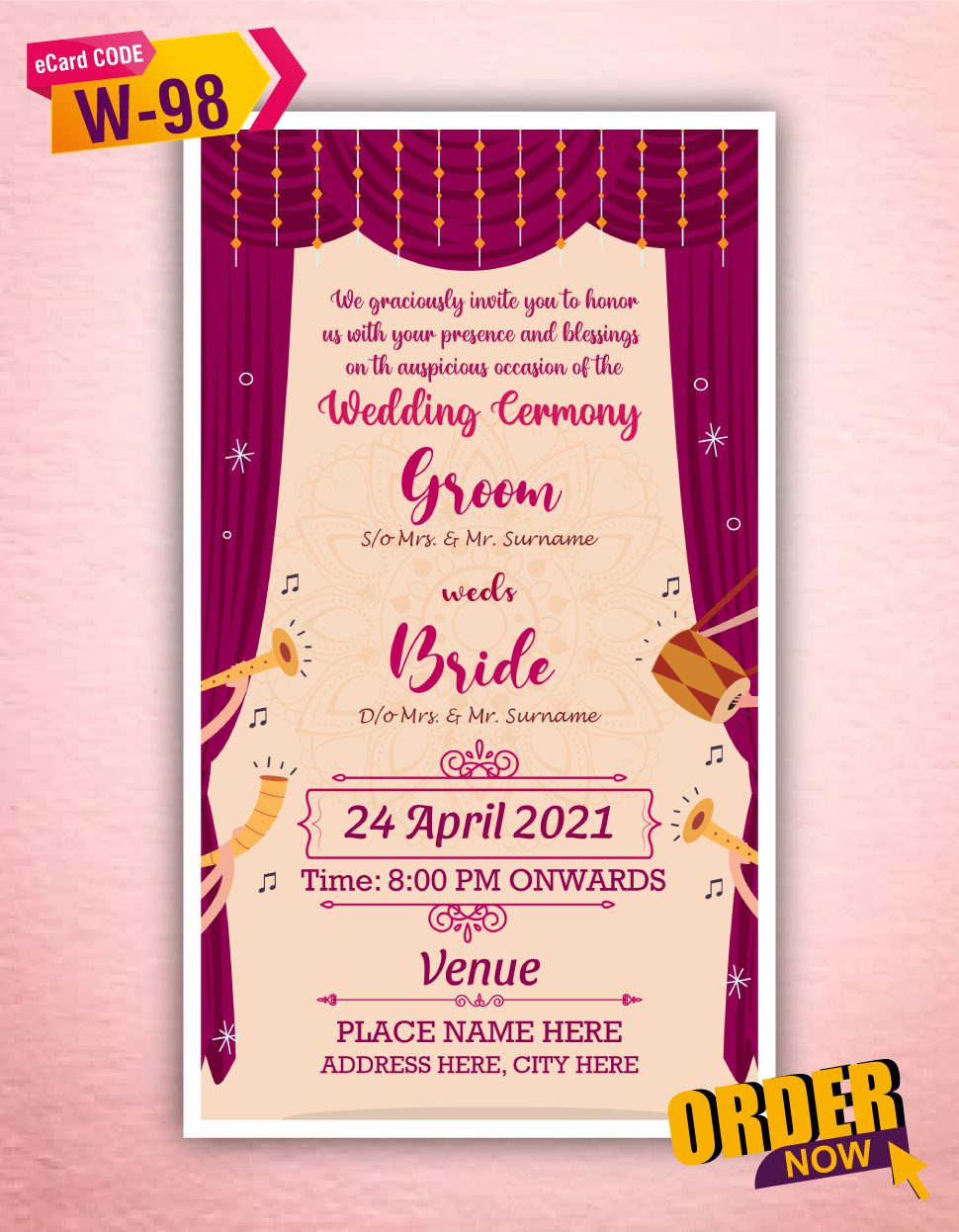 Bhangra Theme Wedding Invitation