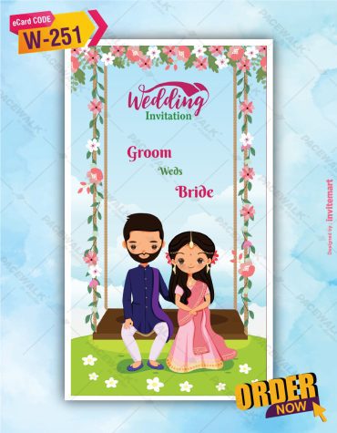 Floral Indian Couple Wedding Invitation Card