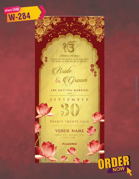 Royal Punjabi Floral Wedding Invite