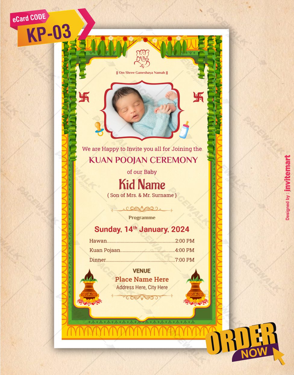 Kuan Poojan Invite Card