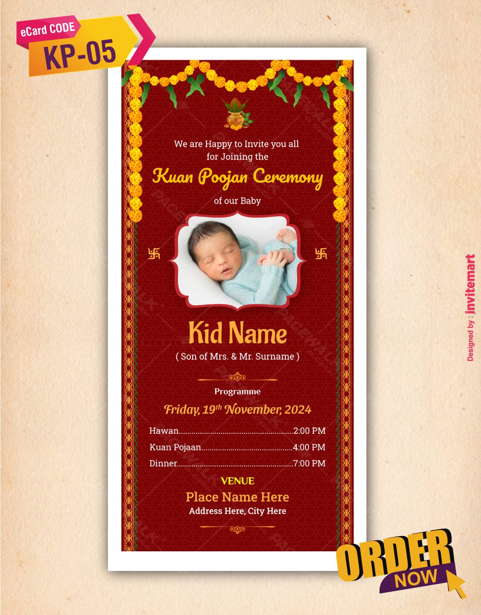 Kuan Poojan Invitation Card