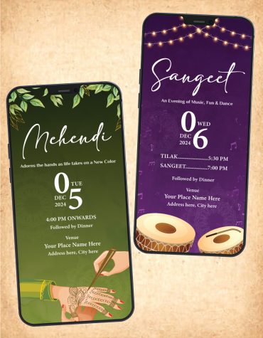 Multiple Events Cartoon Wedding Invite PDF Cards
