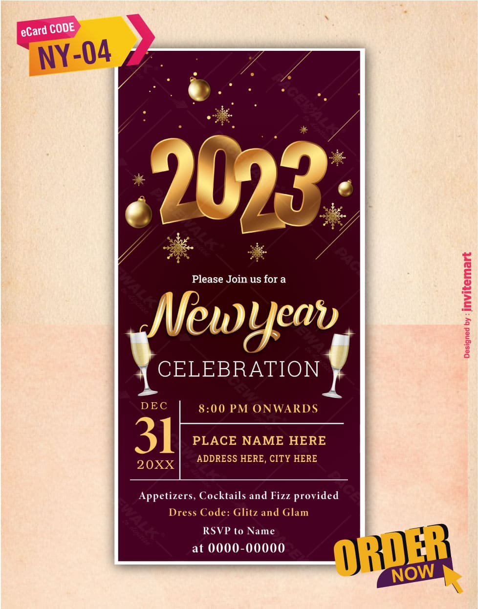New Year Party Invite Card