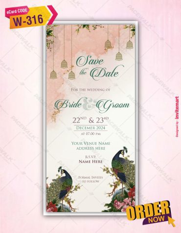 Peacock Theme Wedding Invitation Save The Date